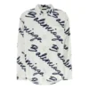 Scribble Logo Short Sleeve Minimal Shirt “White Navy” 681812TOLE99167