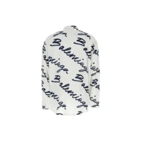 Scribble Logo Short Sleeve Minimal Shirt “White Navy” 681812TOLE99167