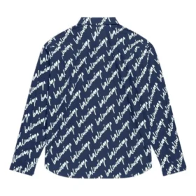 Scribble Logo Short Sleeve Shirt Large Fit “Midnight Blue” 662983TLLJ48502