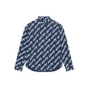 Scribble Logo Short Sleeve Shirt Large Fit “Midnight Blue” 662983TLLJ48502