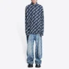 Scribble Logo Short Sleeve Shirt Large Fit “Midnight Blue” 662983TLLJ48502