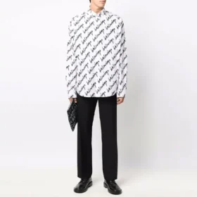 Scribble Logo Short Sleeve Shirt Large Fit “White” 662983TLLJ49040