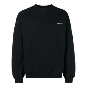 Small Contrast Logo Print Crewneck Sweatshirt “Black White” 556147TYK271000