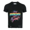 Small-Fit Distressed Graphic Jersey T-Shirt “Washed Black” 612964TMVH31055