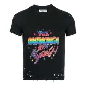 Small-Fit Distressed Graphic Jersey T-Shirt “Washed Black” 612964TMVH31055