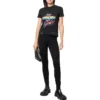 Small-Fit Distressed Graphic Jersey T-Shirt “Washed Black” 612964TMVH31055