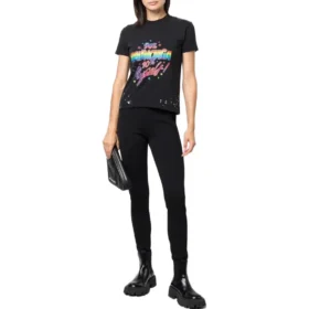 Small-Fit Distressed Graphic Jersey T-Shirt “Washed Black” 612964TMVH31055