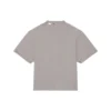 Solid Color Alphabet Printing Hole Round Neck Short Sleeve Unisex Gray 661715TKVD58174