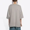 Solid Color Alphabet Printing Hole Round Neck Short Sleeve Unisex Gray 661715TKVD58174