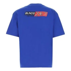 Solid Color Casual Cozy Cotton Large Short Sleeve Blue 612966TIVD14066