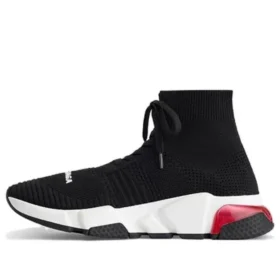Speed 1.0 Lace Up Sneakers “Black White with Clear Sole Red” 617217W05GG1014