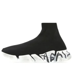 Speed 2.0 Graffiti Sneakers “Black Recycled Knit and White Sole Unit” 617196W2DD41091