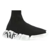 Speed 2.0 Graffiti Sneakers “Black Recycled Knit and White Sole Unit” 617196W2DD41091