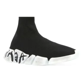 Speed 2.0 Graffiti Sneakers “Black Recycled Knit and White Sole Unit” 617196W2DD41091