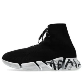 Speed 2.0 Lace Up Sneakers “Black Recycled Knit and White Sole Unit” 617258W2DD41091