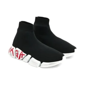 Speed 2.0 Sneakers “Black Knit with Red Graffiti” 617239W2DD41096