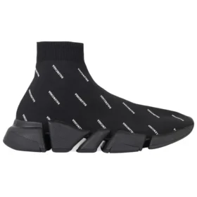 Speed 2.0 Sneakers “Black Knit with White Allover Logo” 617239W2DBO1090