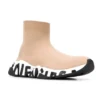 Speed Graffiti Sneakers “Beige Knit with White and Black Graffiti Sole Unit” 605942W2DB79791