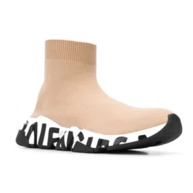 Speed Graffiti Sneakers “Beige Knit with White and Black Graffiti Sole Unit” 605942W2DB79791