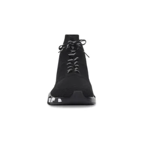 Speed Lace Up Sneakers “Black Recycled Knit with Black and White Grafffiti Sole Unit” 617251W2DB71006