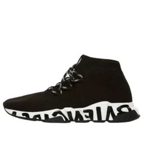 Speed Lace Up Sneakers “Black Recycled Knit with Black Grafffiti Sole Unit” 621611W05GE1015