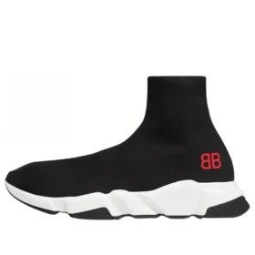 Speed Sneakers “Black Knit with Red BB Logo” 514218W05G01000