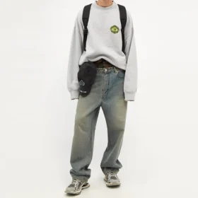 Sporty B Crest Logo Crewneck Sweater “Grey” 671125TLV601300