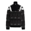 Sporty B Half Zip Track Mix Jacquard Knit Sweater “Black Grey” 675289T16171240