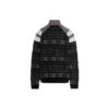 Sporty B Half Zip Track Mix Jacquard Knit Sweater “Black Grey” 675289T16171240
