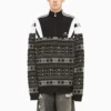 Sporty B Half Zip Track Mix Jacquard Knit Sweater “Black Grey” 675289T16171240