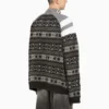 Sporty B Half Zip Track Mix Jacquard Knit Sweater “Black Grey” 675289T16171240