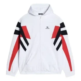 Sporty B Zip-Up Tracksuit Hoodie “White Black Red” 675330TLVA39028