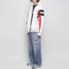 Sporty B Zip-Up Tracksuit Hoodie “White Black Red” 675330TLVA39028