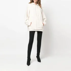 Sporty Oversized Drawstring Hoodie “White” 600583TLVA19080