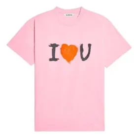 SS21 Alphabet Pattern Printing Short Sleeve Unisex Pink 612965TJVL51401