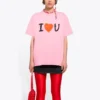 SS21 Alphabet Pattern Printing Short Sleeve Unisex Pink 612965TJVL51401