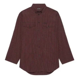 SS21 Oversize Plaid Long-Sleeved Shirt Brown 658806TKM366100