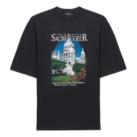 SS21 Retro Plain Weave Large Short Sleeve Unisex Black T-Shirt 641614TJVH61000
