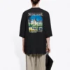 SS21 Retro Plain Weave Large Short Sleeve Unisex Black T-Shirt 641614TJVH61000