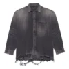 SS21 Ripped Denim Shirt Male Black 657610TBP191090