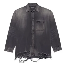 SS21 Ripped Denim Shirt Male Black 657610TBP191090