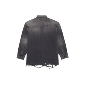 SS21 Ripped Denim Shirt Male Black 657610TBP191090