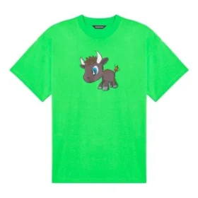 SS21 Small Pattern Cartoon Printing Short Sleeve Unisex Green 612966TJVM93302