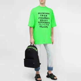 SS21 Word Pattern Short Sleeve Unisex Green 641614TJVI34162