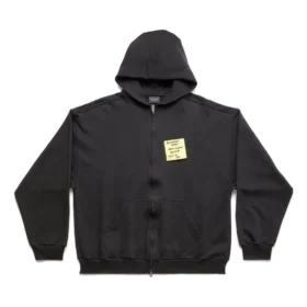 Sticky Note Zip-Up Hoodie Medium Fit “Black Faded” 744457TOVD31055
