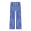 Striped Cotton Poplin Wide-Leg Pant “Blue” 583438TJM214800