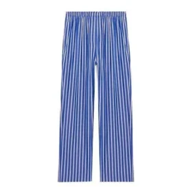 Striped Cotton Poplin Wide-Leg Pant “Blue” 583438TJM214800