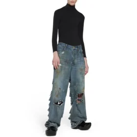 Super Destroyed Baggy Pants “Light Blue” 745248TNW014012