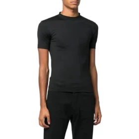 Super Tight Shiny Fitted T-Shirt “Black” 720458TNVI21000