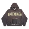 Tape Type Ripped Pocket Hoodie Large Fit “Dark Grey” 744441TQVA98519